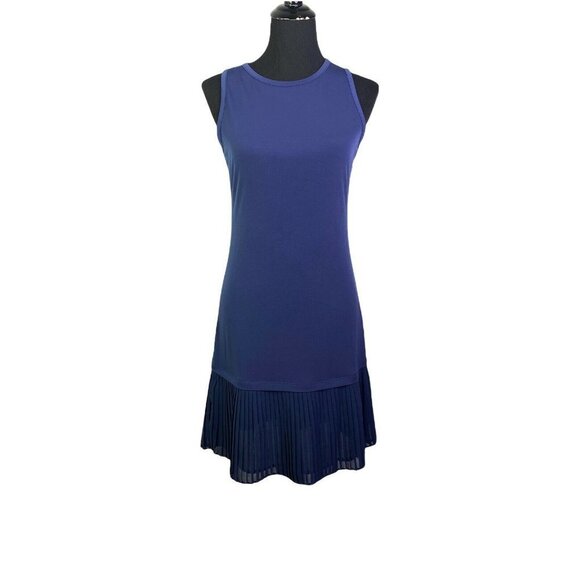 MICHAEL Michael Kors Women True Navy Sleeveless Pleated Hem Dress Size XS - Picture 2 of 10
